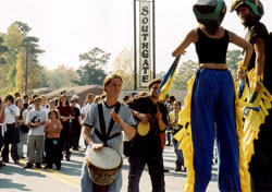 parading and drumming