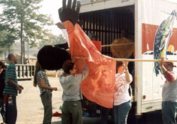 unpacking the truck